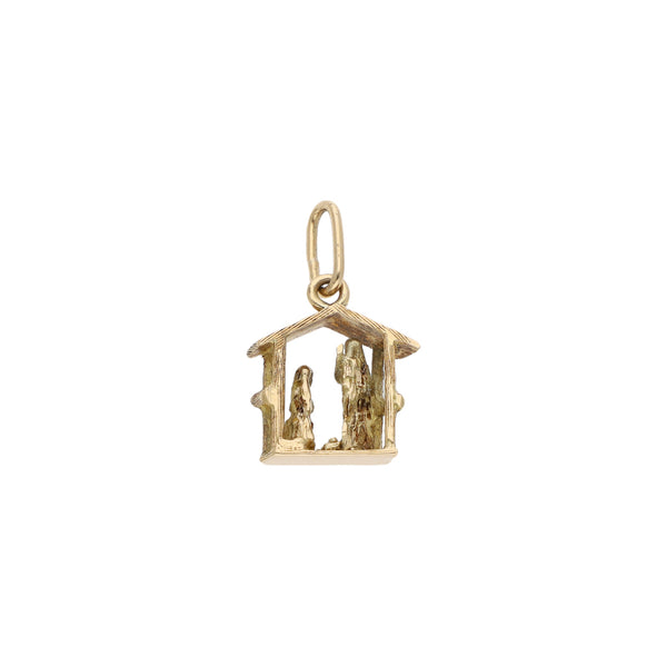 Dije diseño especial motivo pesebre en oro amarillo 14 kilates.