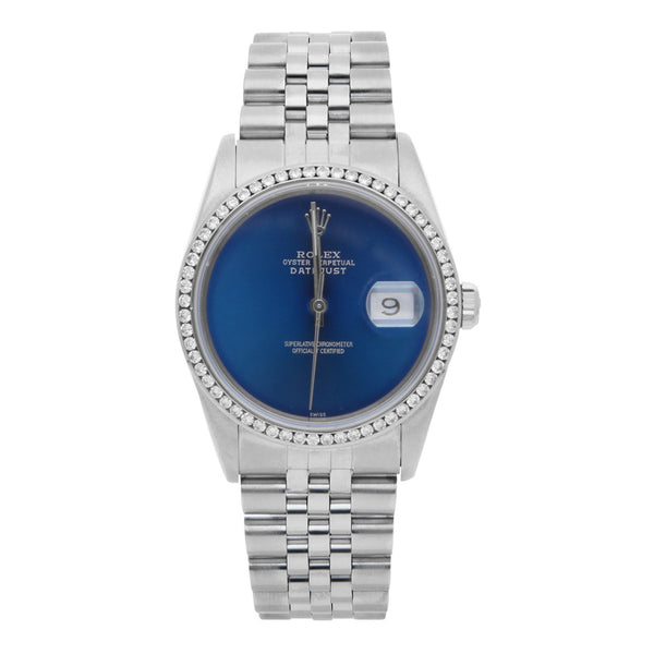 Reloj Rolex para caballero modelo Oyster Perpetual DateJust bisel en oro blanco 18 kilates.