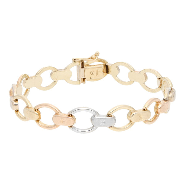 Pulsera eslabón articulado en oro amarillo 14 kilates.