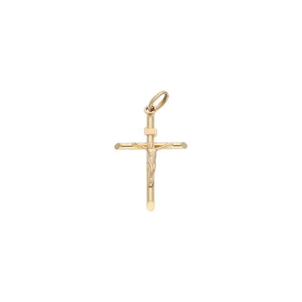 Crucifijo liso en oro amarillo 14 kilates.
