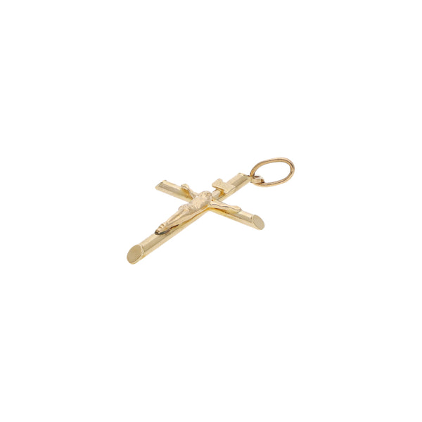 Crucifijo liso en oro amarillo 14 kilates.