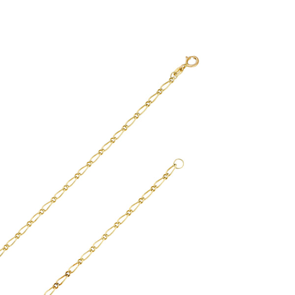 Collar eslabón combinado en oro amarillo 14 kilates y dije articulado motivo pescado en oro tres tonos 12 kilates.