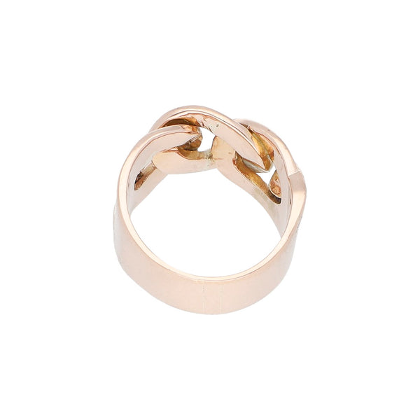 Anillo estilizado con diamantes en oro rosa 14 kilates.