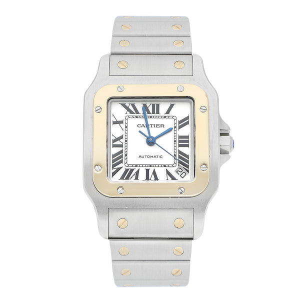 Reloj Cartier para caballero modelo Santos Galbée vistas en oro amarillo 18 kilates.
