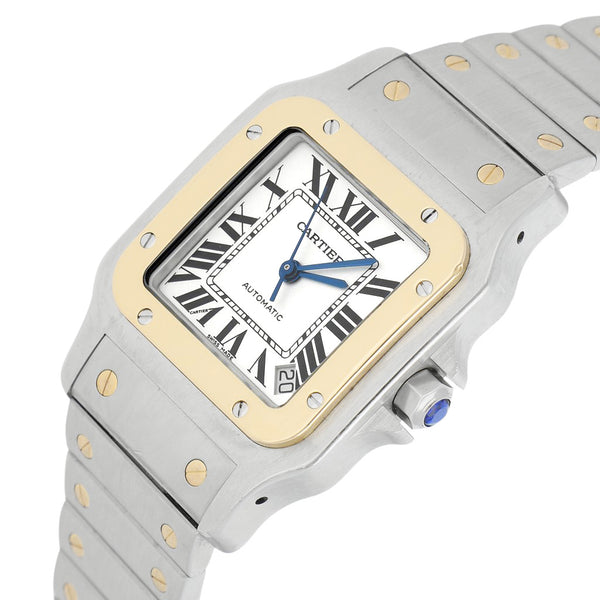 Reloj Cartier para caballero modelo Santos Galbée vistas en oro amarillo 18 kilates.