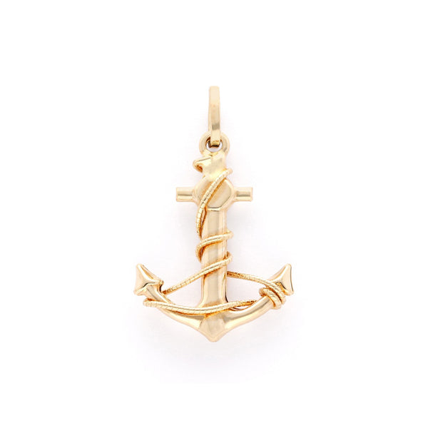 Dije diseño especial motivo ancla en oro amarillo 14 kilates.