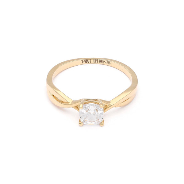 Anillo de compromiso con circonia en oro amarillo 14 kilates.