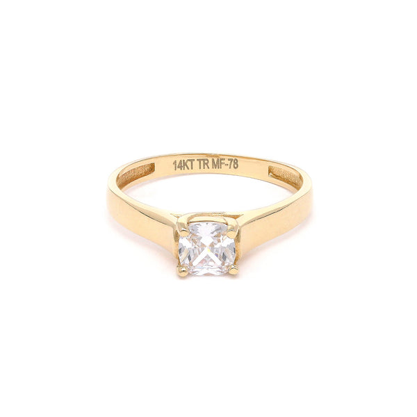 Anillo de compromiso con circonia en oro amarillo 14 kilates.
