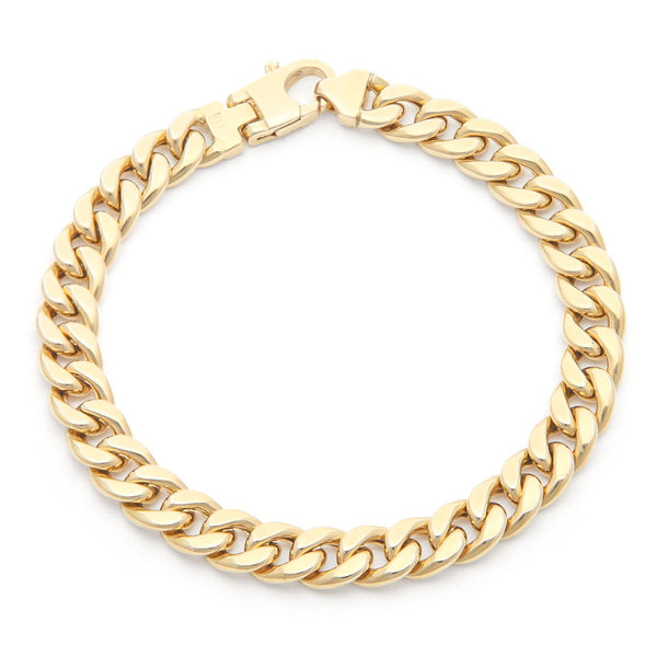 Pulsera eslabón barbado en oro amarillo 14 kilates.
