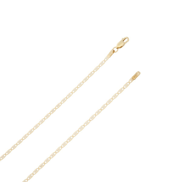 Collar eslabón nudo marino y medalla motivo Virgen de Guadalupe en oro dos tonos 14 kilates.