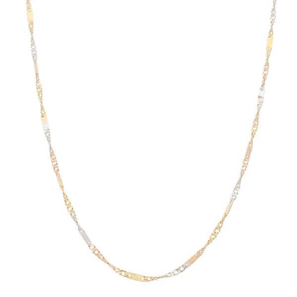 Collar eslabón combinado en oro tres tonos 14 kilates.