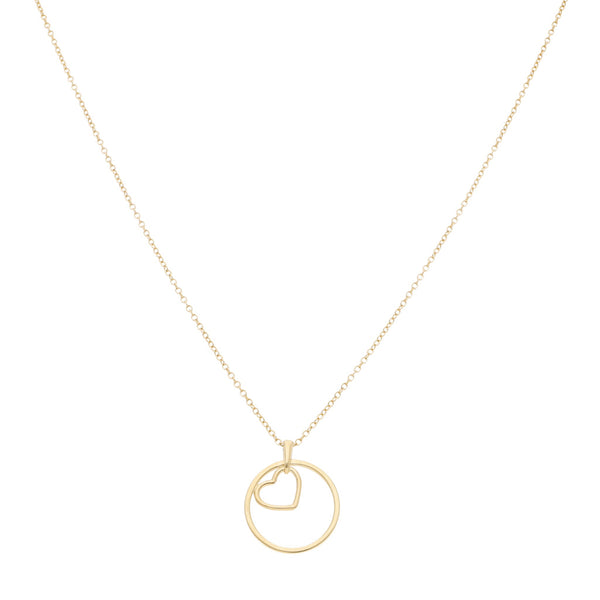 Gargantilla eslabón cruzado y dije diseño especial motivo corazón en oro amarillo 14 kilates.