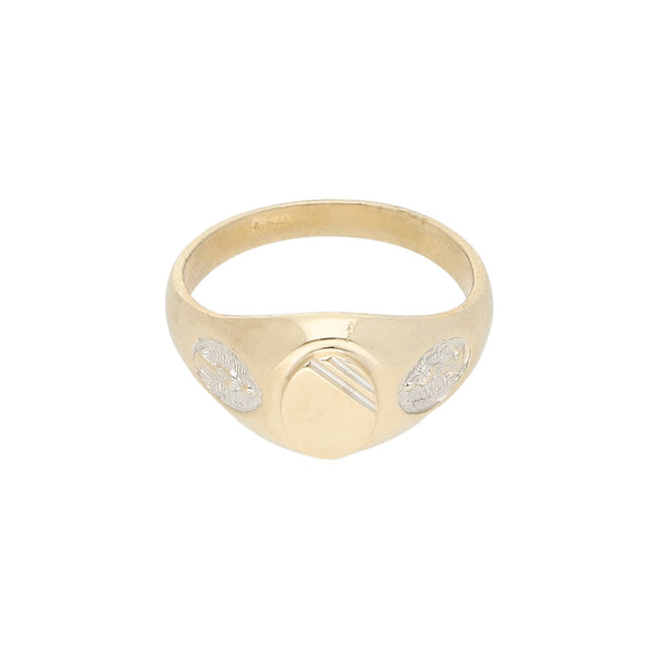 Anillo diseño especial motivo religioso en oro amarillo 14 kilates.