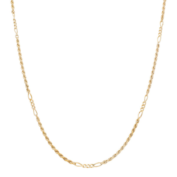 Collar eslabón combinado en oro amarillo 14 kilates.