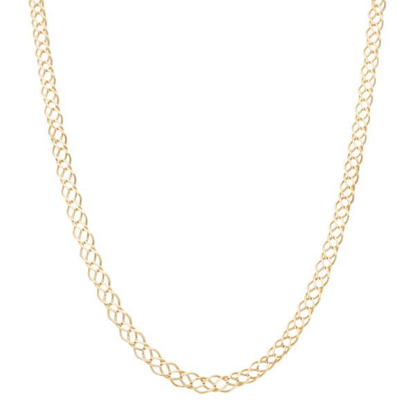 Collar encontrado doble en oro amarillo 14 kilates.