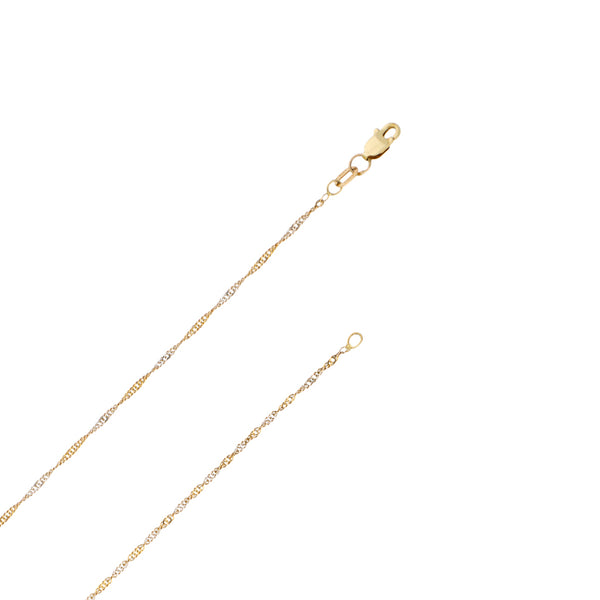 Collar eslabón torzal platinado y medalla motivo Virgen de Guadalupe en oro amarillo 14 kilates.