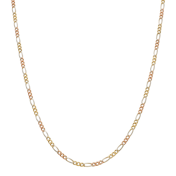 Collar de tres eslabones por uno en oro tres tonos 14 kilates.