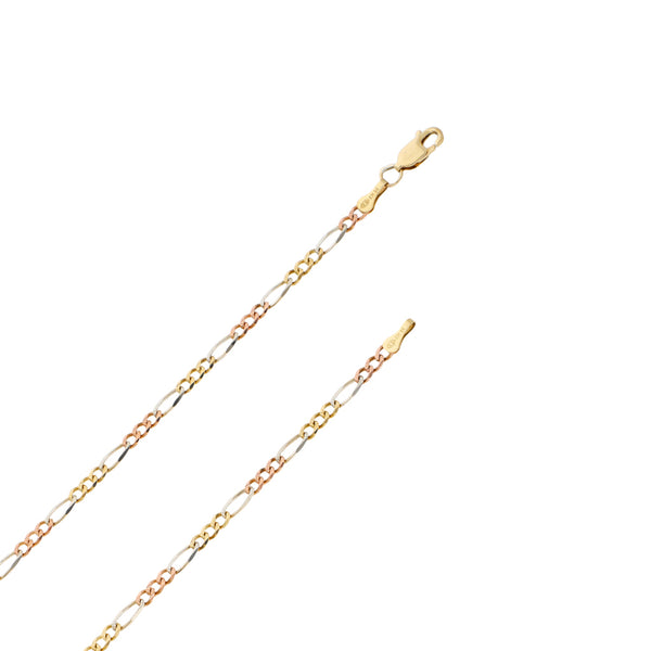 Collar de tres eslabones por uno en oro tres tonos 14 kilates.