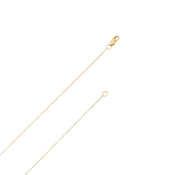 Gargantilla eslabón cuadrado cruzado y dije diseño especial motivo aros en oro tres tonos 14 kilates.