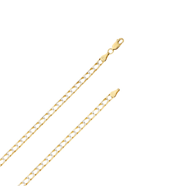 Collar eslabón encontrado platinado y crucifijo en oro amarillo 14 kilates.