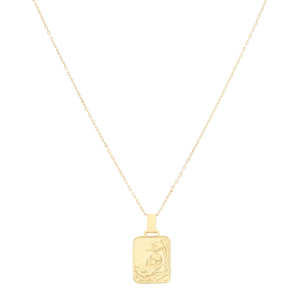 Collar eslabón nudo marino con medalla motivo bautismo en oro amarillo 14 kilates.