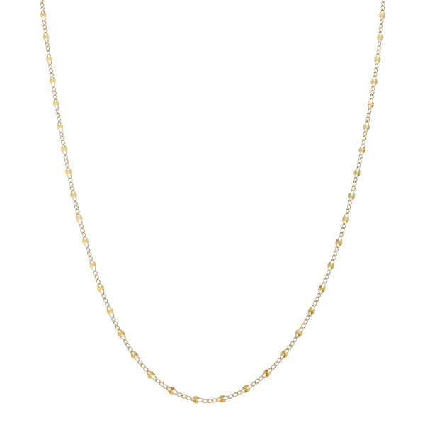 Gargantilla eslabón combinado platinado en oro amarillo 14 kilates.
