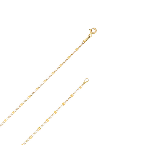 Gargantilla eslabón combinado platinado en oro amarillo 14 kilates.
