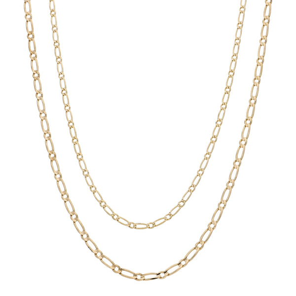 Gargantilla y collar eslabón uno por uno en oro amarillo 14 kilates.