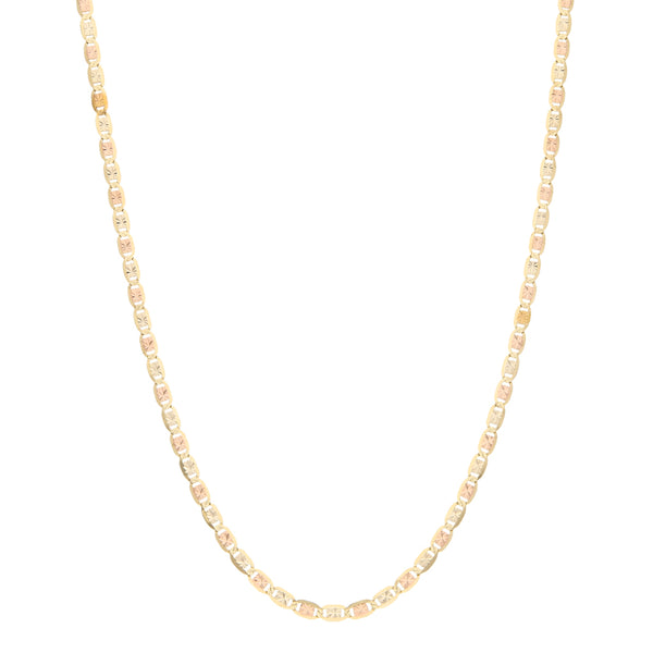 Collar eslabón nudo marino en oro tres tonos 14 kilates.