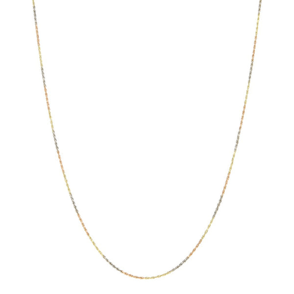 Collar eslabón torzal en oro tres tonos 14 kilates.