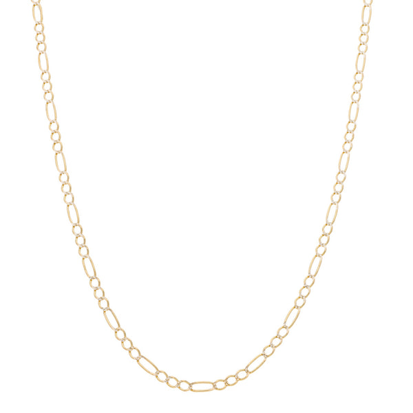 Collar de tres eslabones por uno platinados en oro amarillo 14 kilates.