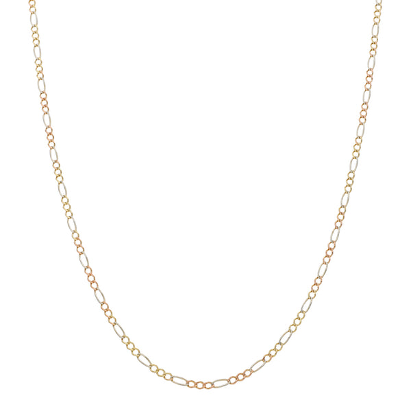 Collar de tres eslabones por uno en oro tres tonos 14 kilates.