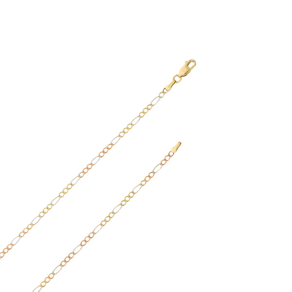 Collar de tres eslabones por uno en oro tres tonos 14 kilates.