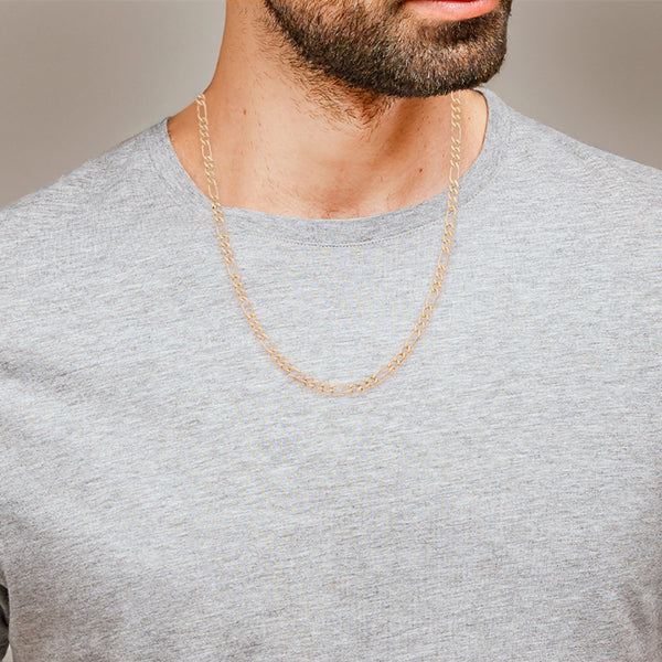 Collar de tres eslabones por uno en oro amarillo 12 kilates.
