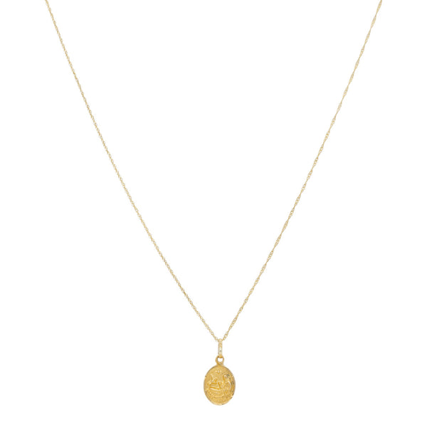 Collar eslabón torzal con medalla labrada motivo bautizo en oro amarillo 14 kilates.