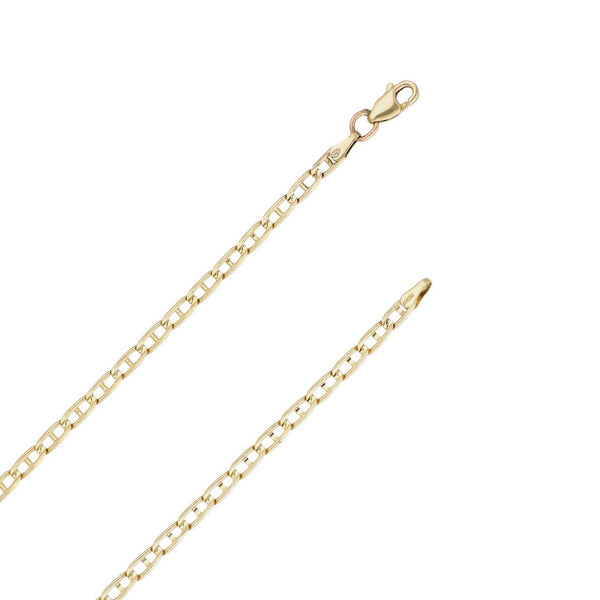 Collar eslabón nudo marino y dije hueco motivo elefante en oro amarillo 14 kilates.