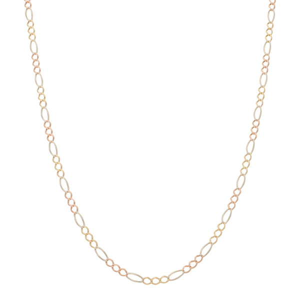 Collar de tres eslabones por uno en oro tres tonos 14 kilates.