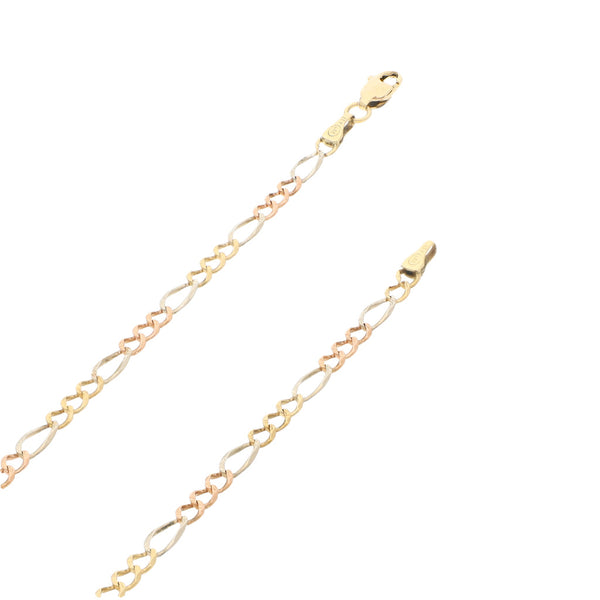 Collar de tres eslabones por uno en oro tres tonos 14 kilates.