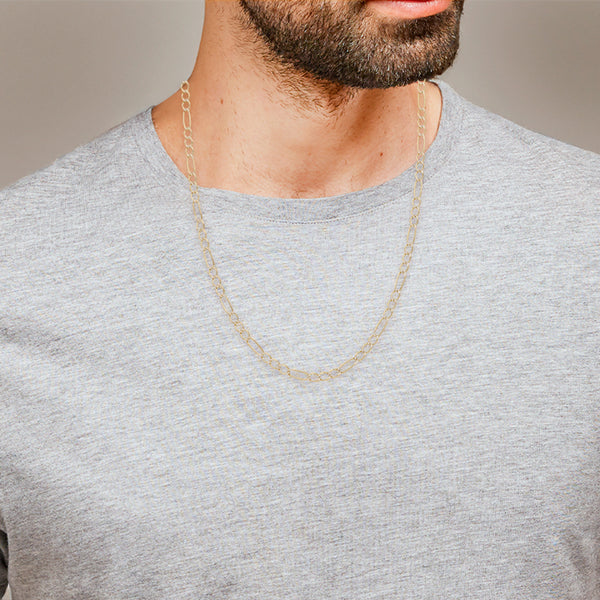 Collar de tres eslabones por uno platinados en oro amarillo 14 kilates.
