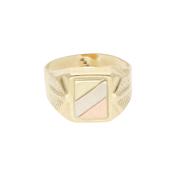 Anillo tipo sello en oro amarillo 14 kilates.