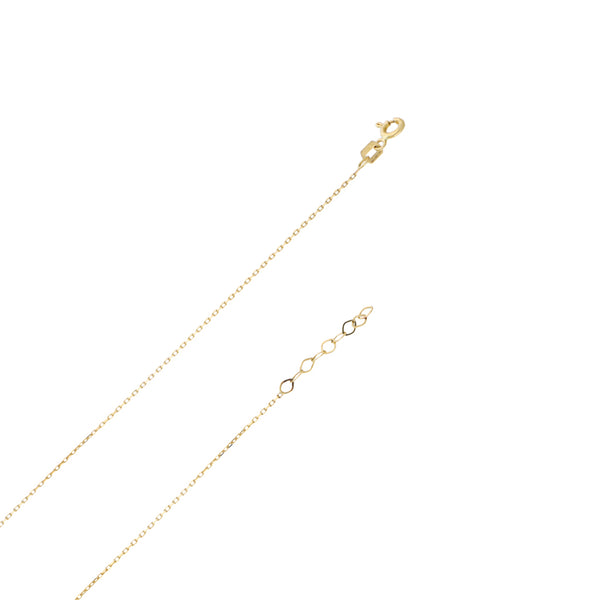 Collar eslabón cruzado con aplicación infinito con circonias en oro amarillo 14 kilates.