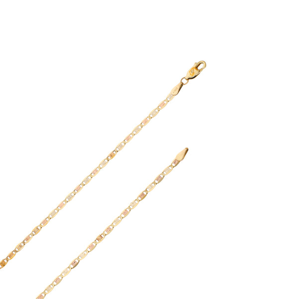 Collar eslabón nudo marino y dije calado motivo águila en oro tres tonos 14 kilates.