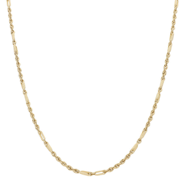 Collar eslabón combinado en oro amarillo 14 kilates.