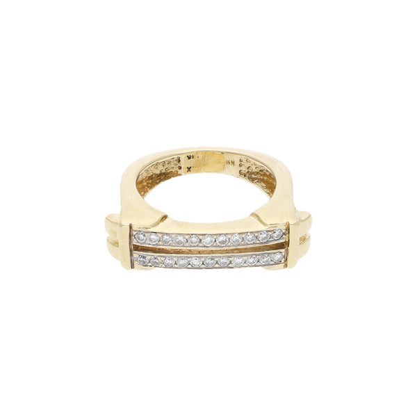 Anillo estilizado con diamantes en oro amarillo 14 kilates.