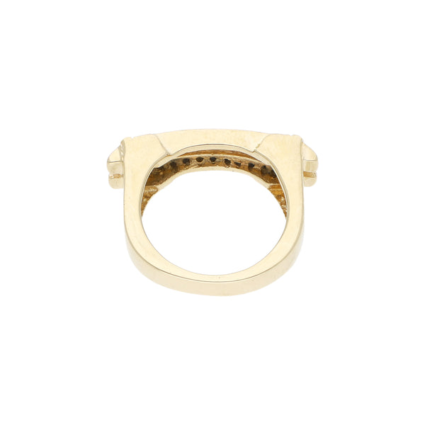 Anillo estilizado con diamantes en oro amarillo 14 kilates.