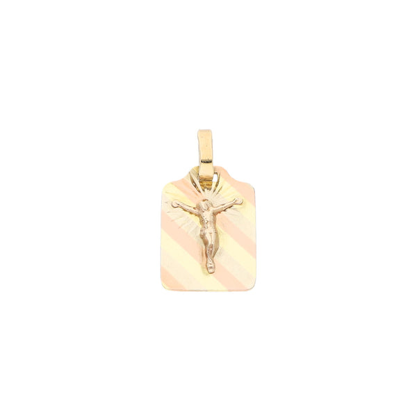 Medalla diseño especial motivo Cristo en oro amarillo 14 kilates.