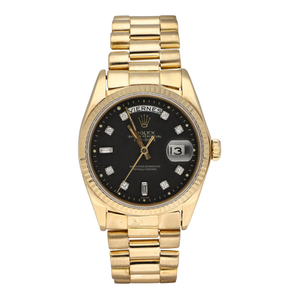 Reloj Rolex para caballero/Unisex modelo Oyster Perpetual Day-Date en oro amarillo 18 kilates.