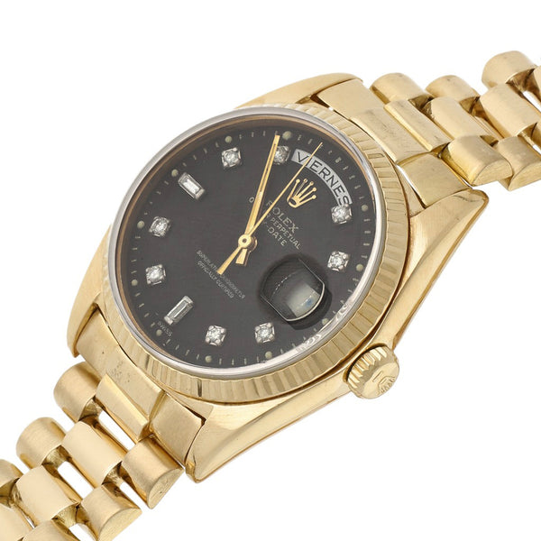 Reloj Rolex para caballero/Unisex modelo Oyster Perpetual Day-Date en oro amarillo 18 kilates.