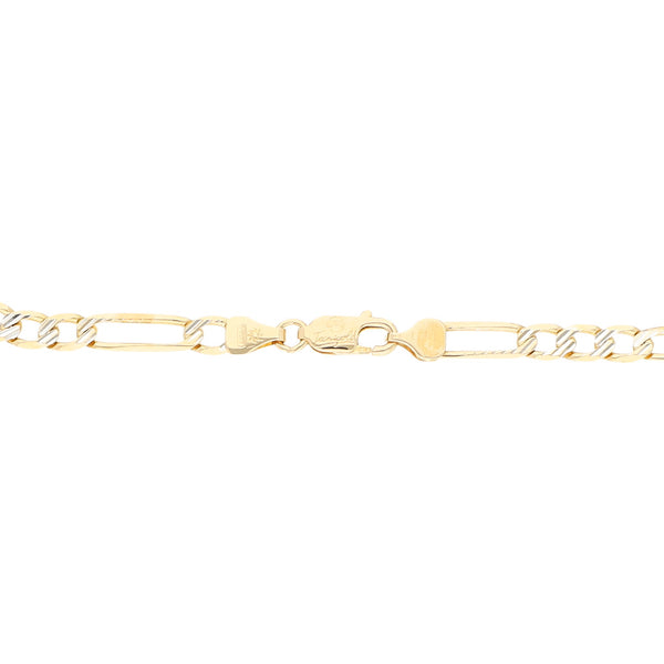 Pulsera de tres eslabones platinados por uno en oro amarillo 14 kilates.