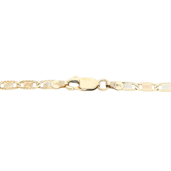Pulsera eslabón nudo marino en oro tres tonos 14 kilates.